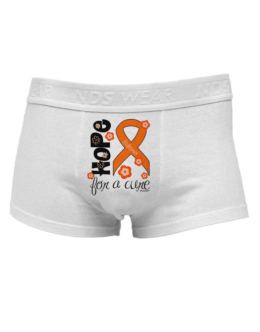 Hope for a Cure - Orange Ribbon Leukemia - Flowers Mens Cotton Trunk Underwear-Men's Trunk Underwear-NDS Wear-White-Small-Davson Sales