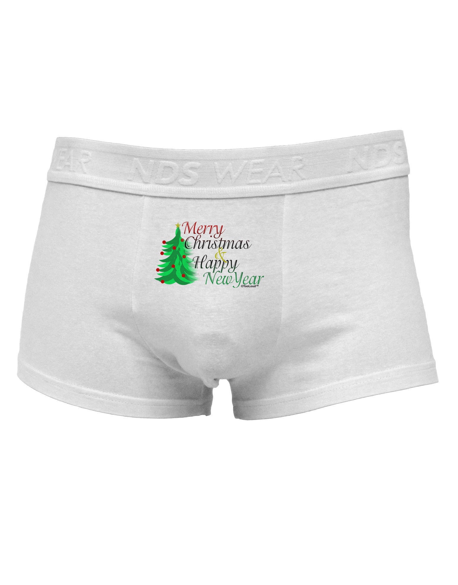 Merry Christmas & Happy New Year Mens Cotton Trunk Underwear-Men's Trunk Underwear-NDS Wear-White-Small-Davson Sales