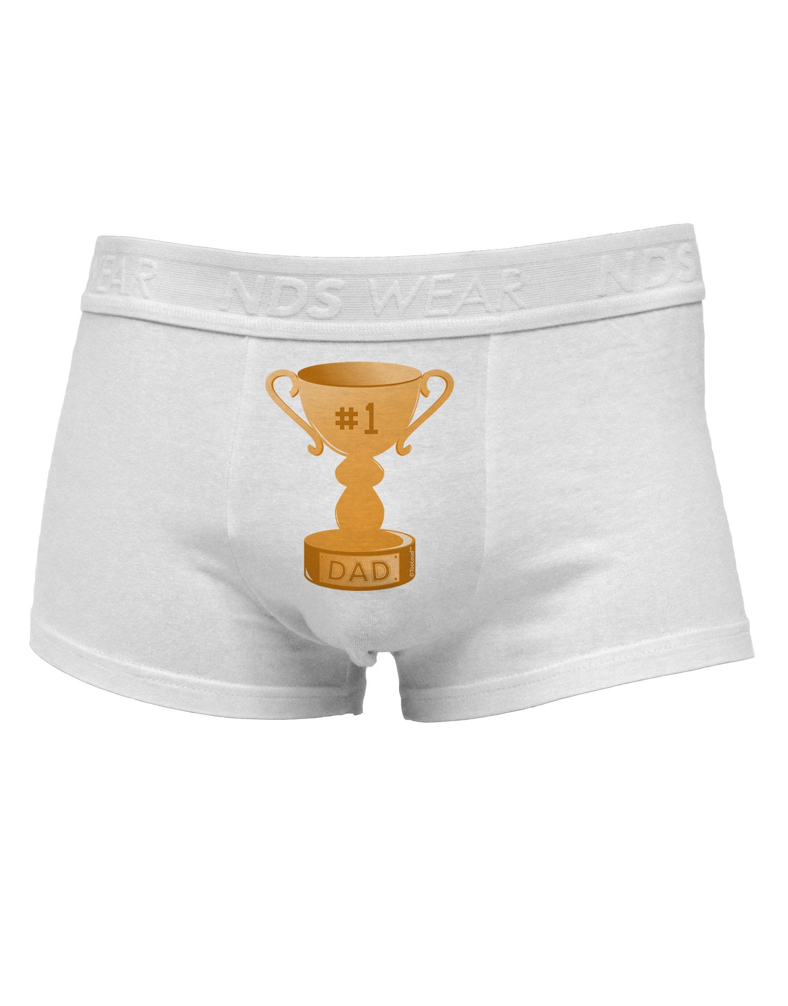 Number One Dad Trophy Mens Cotton Trunk Underwear-Men's Trunk Underwear-NDS Wear-White-Small-Davson Sales