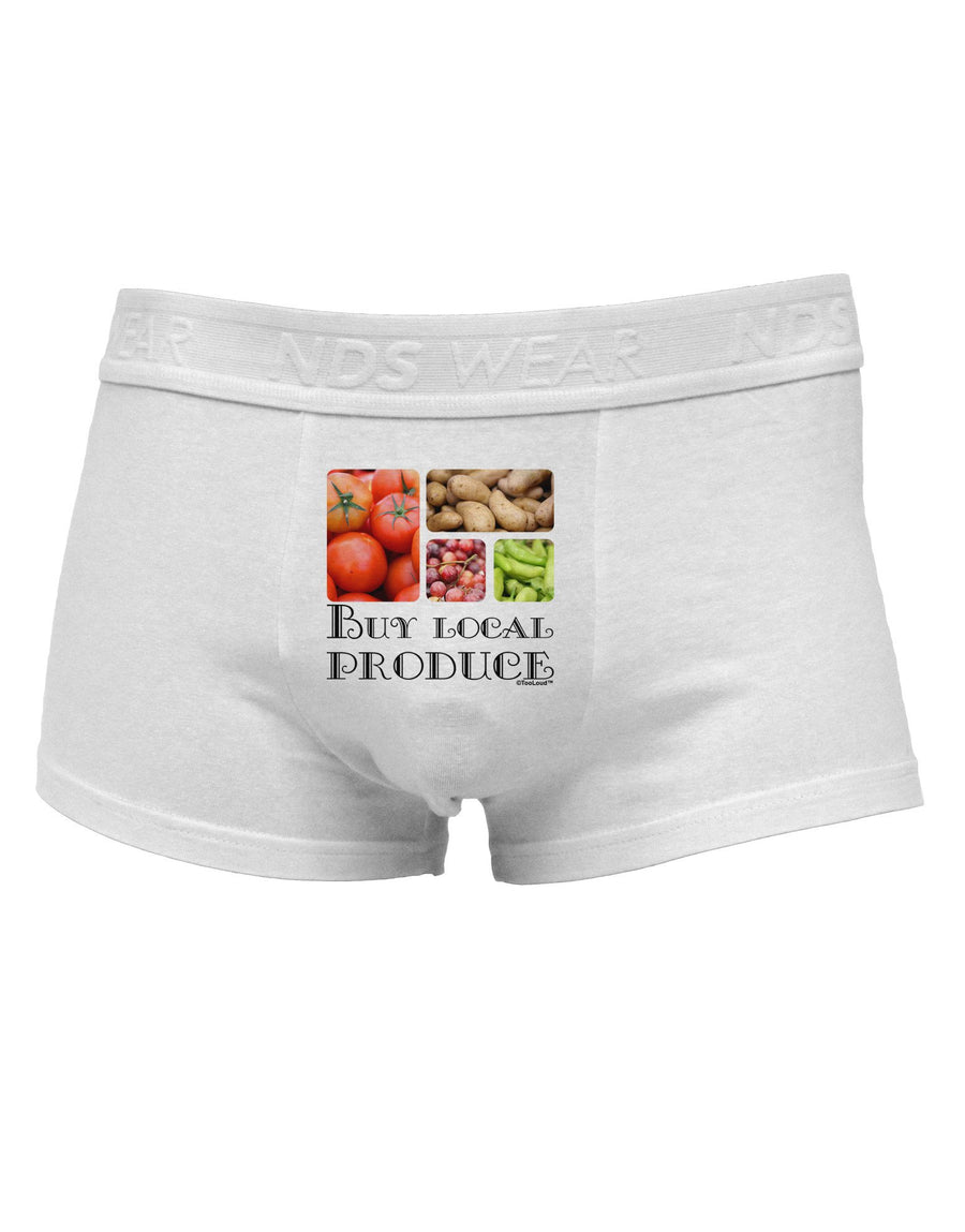 Buy Local Produce Text Mens Cotton Trunk Underwear-Men's Trunk Underwear-NDS Wear-White-X-Large-Davson Sales