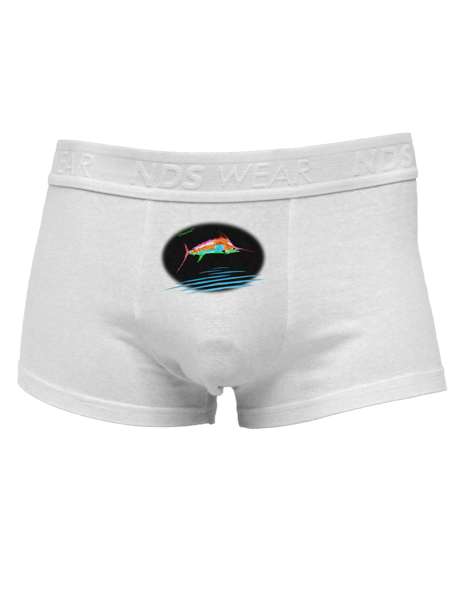 Colorful Swordfish Watercolor Mens Cotton Trunk Underwear-Men's Trunk Underwear-NDS Wear-White-Small-Davson Sales