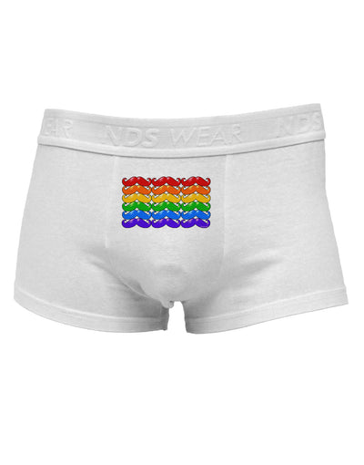 Rainbow Mustaches Gay Pride FlagMens Cotton Trunk Underwear-Men's Trunk Underwear-NDS Wear-White-Small-Davson Sales