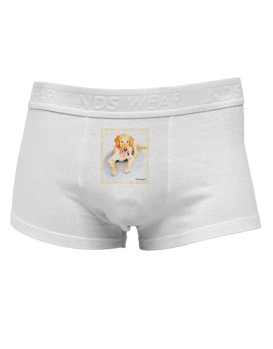 Laying Retriever Watercolor Mens Cotton Trunk Underwear-Men's Trunk Underwear-NDS Wear-White-Small-Davson Sales