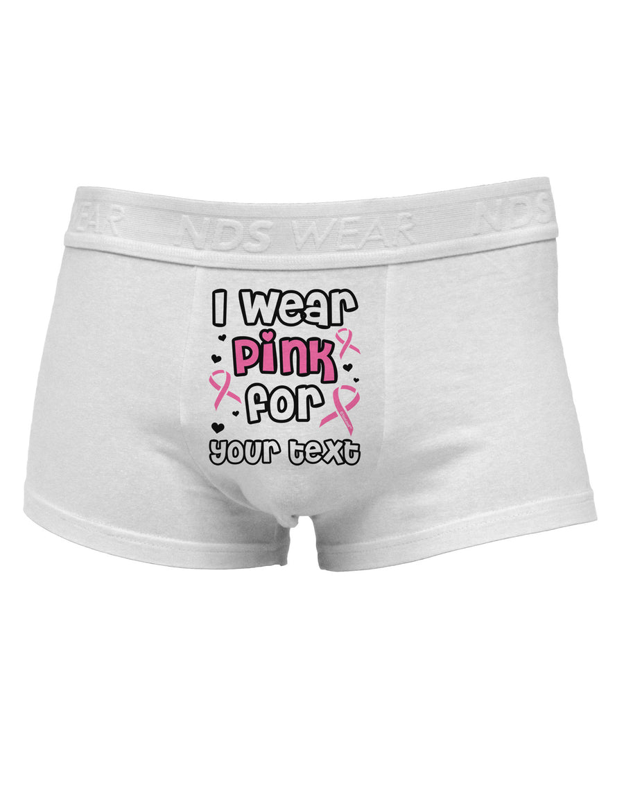 Personalized I Wear Pink for -Name- Breast Cancer Awareness Mens Cotton Trunk Underwear-Men's Trunk Underwear-NDS Wear-White-Small-Davson Sales