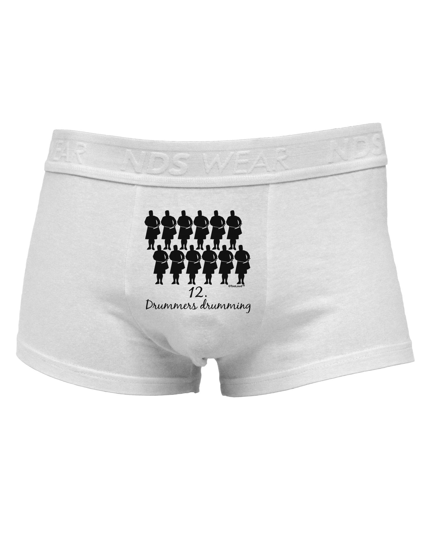 Twelve Drummers Drumming Text Mens Cotton Trunk Underwear-Men's Trunk Underwear-NDS Wear-White-Small-Davson Sales