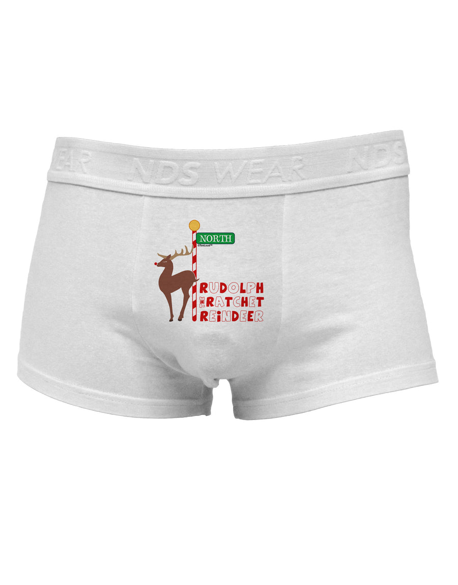 Rudolf Ratchet Reindeer Color Text Mens Cotton Trunk Underwear-Men's Trunk Underwear-NDS Wear-White-Small-Davson Sales