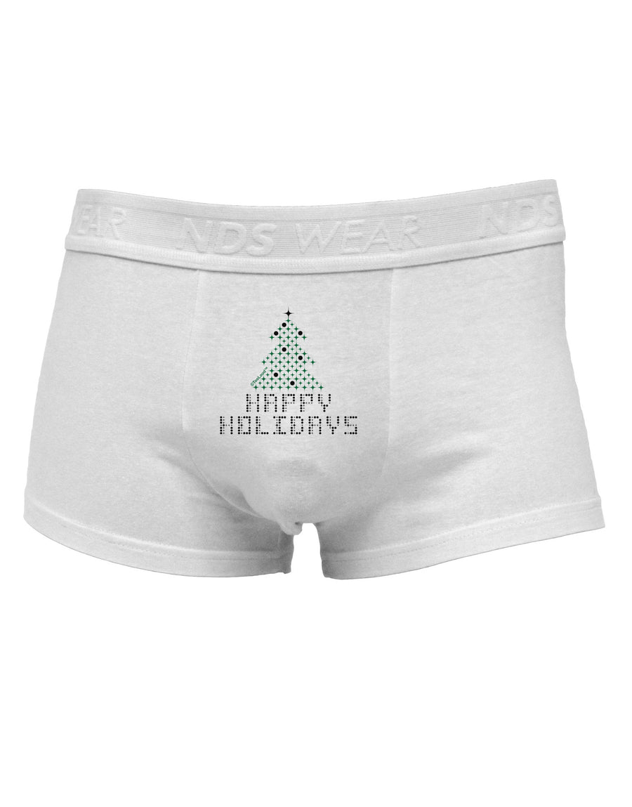 Happy Holidays Sparkles Mens Cotton Trunk Underwear-Men's Trunk Underwear-NDS Wear-White-Small-Davson Sales