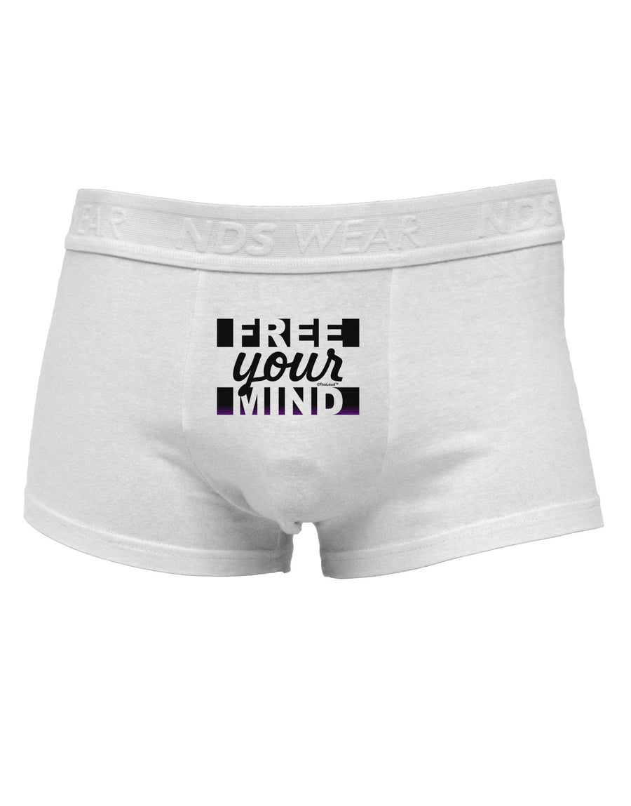 Free Your Mind Text Mens Cotton Trunk Underwear-Men's Trunk Underwear-NDS Wear-White-Small-Davson Sales