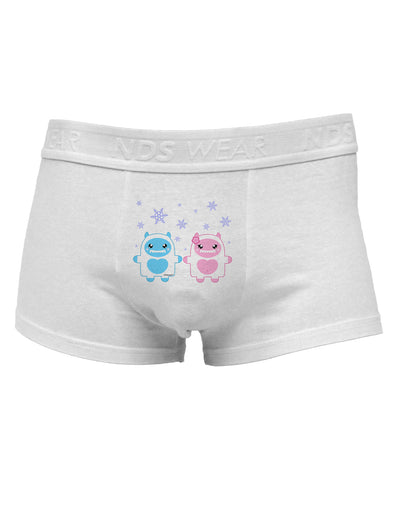 Cute Abominable Snowman Yeti Couple - Christmas Mens Cotton Trunk Underwear-Men's Trunk Underwear-NDS Wear-White-Small-Davson Sales