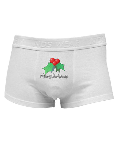 holly Merry Christmas Text Mens Cotton Trunk Underwear-Men's Trunk Underwear-TooLoud-White-Small-Davson Sales