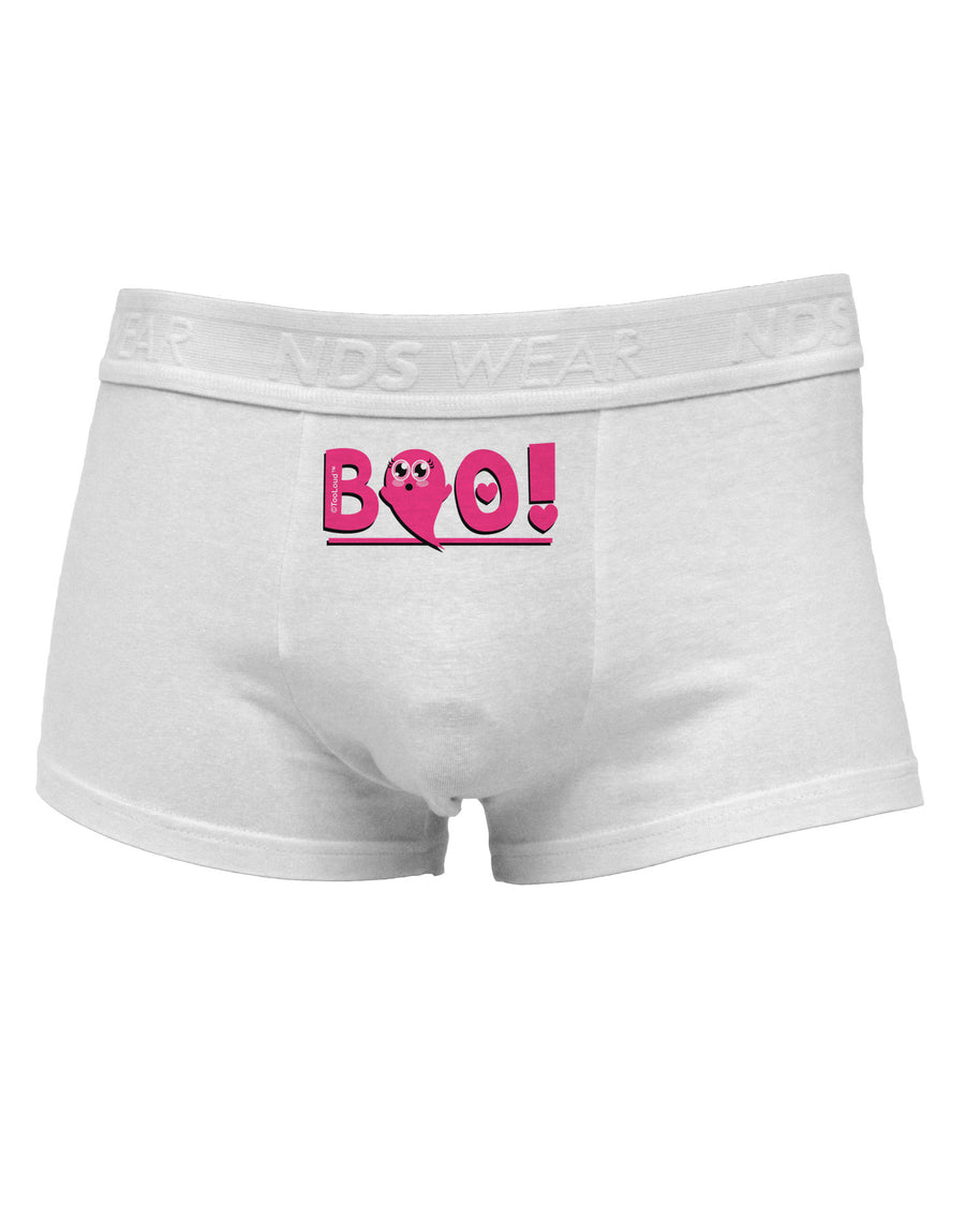 Cute Boo Text Pink Mens Cotton Trunk Underwear-Men's Trunk Underwear-NDS Wear-White-Small-Davson Sales