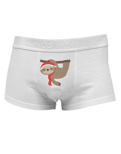 Cute Christmas Sloth with Santa HatMens Cotton Trunk Underwear-Men's Trunk Underwear-NDS Wear-White-Small-Davson Sales