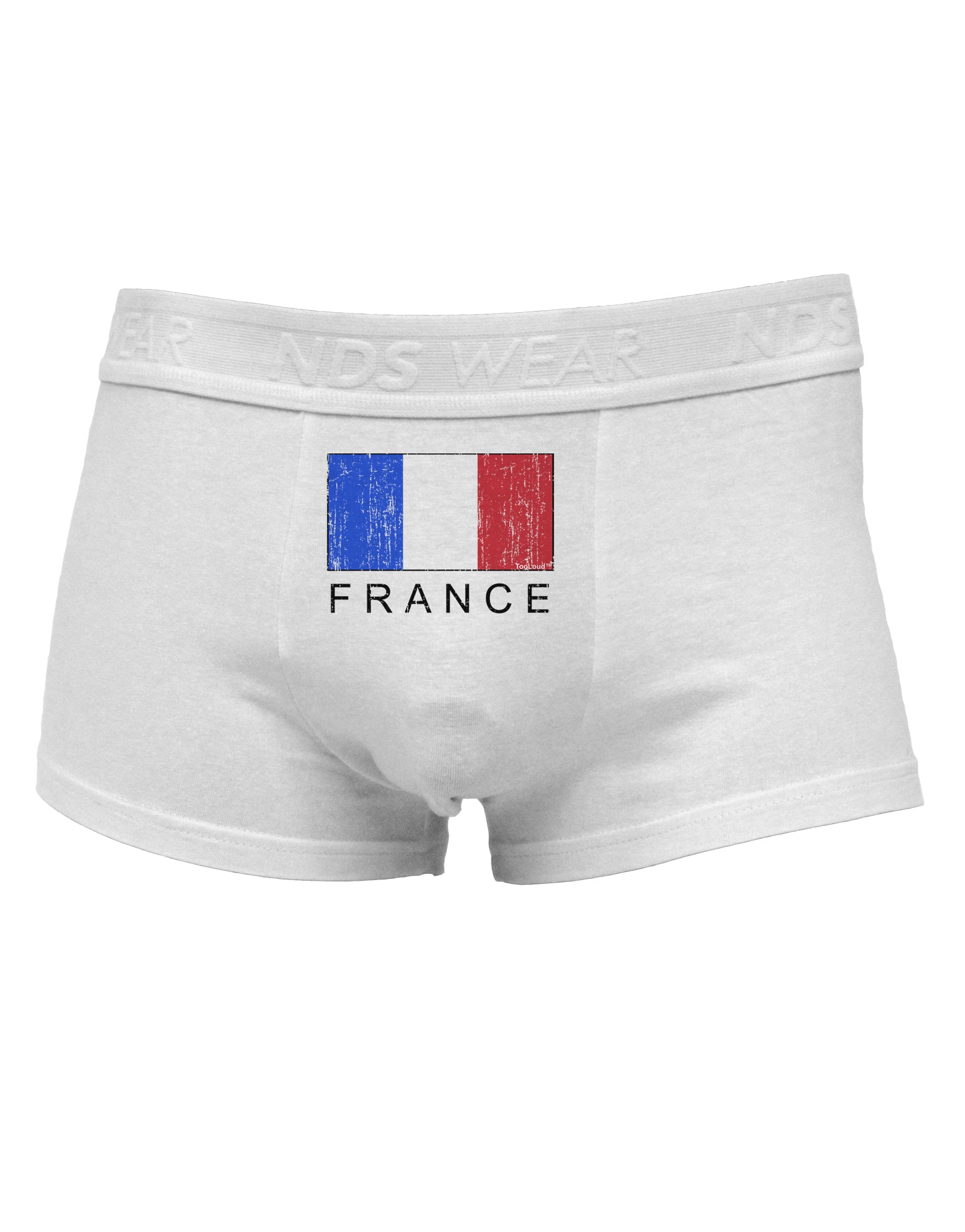 French Flag - France Text Distressed Mens Cotton Trunk Underwear by TooLoud-Men's Trunk Underwear-NDS Wear-White-Small-Davson Sales