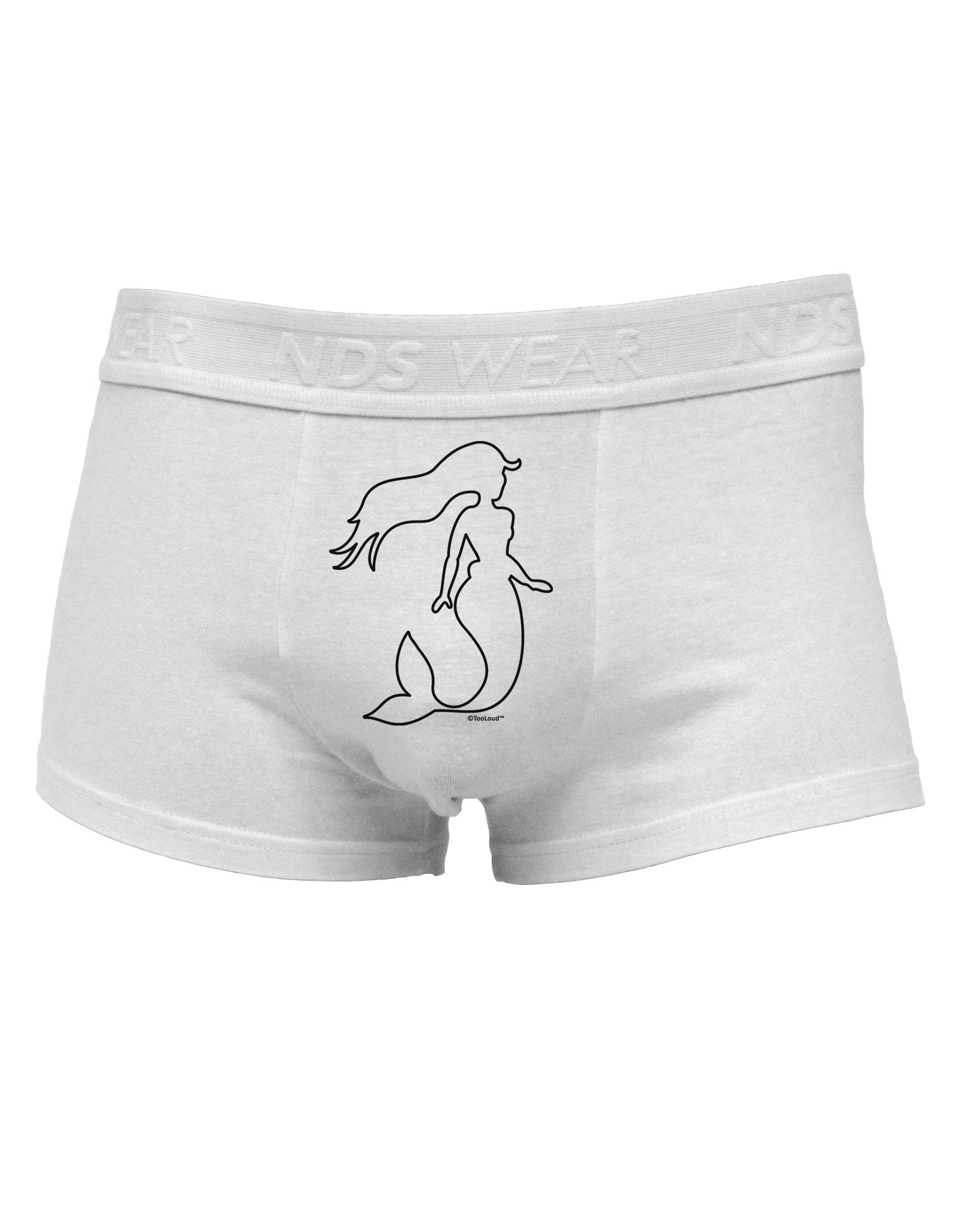 Mermaid Outline Mens Cotton Trunk Underwear-Men's Trunk Underwear-NDS Wear-White-Small-Davson Sales