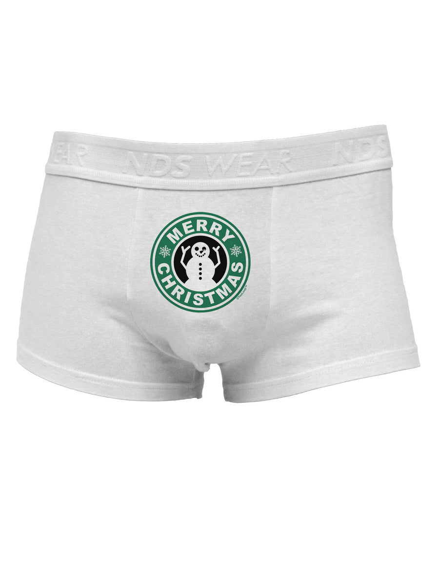 Merry Christmas Latte Logo Mens Cotton Trunk Underwear-Men's Trunk Underwear-NDS Wear-White-Small-Davson Sales