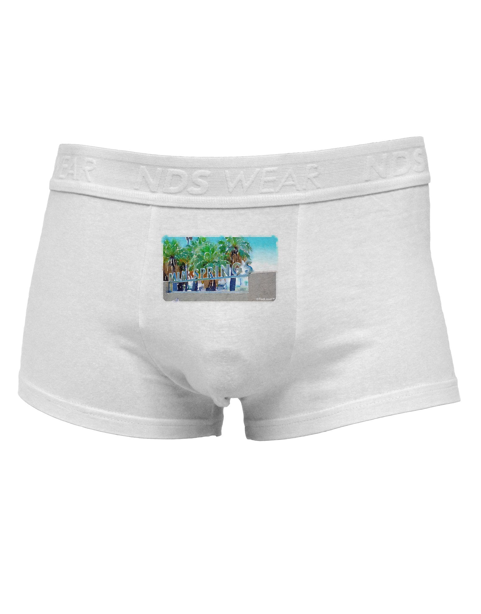 Palm Springs Watercolor Mens Cotton Trunk Underwear-Men's Trunk Underwear-NDS Wear-White-Small-Davson Sales