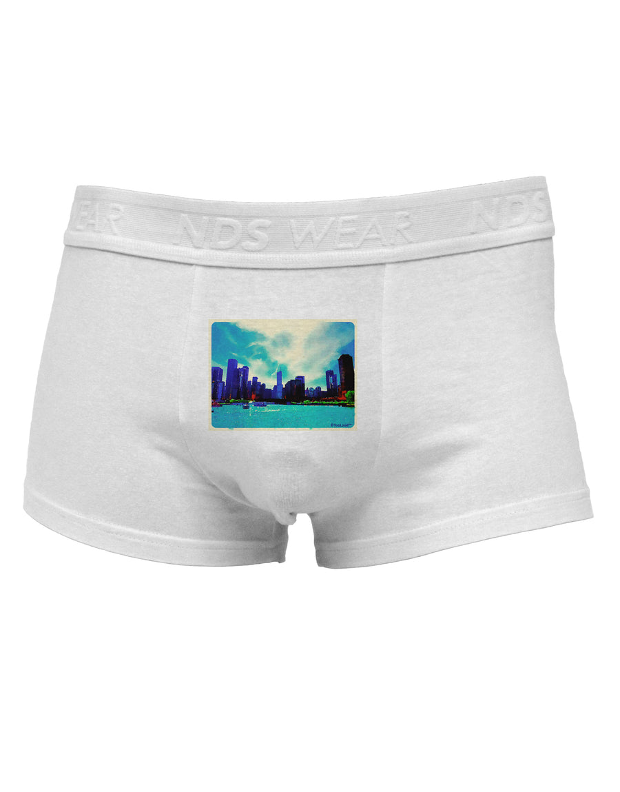 Chicago Skyline Watercolor Mens Cotton Trunk Underwear-Men's Trunk Underwear-NDS Wear-White-Small-Davson Sales