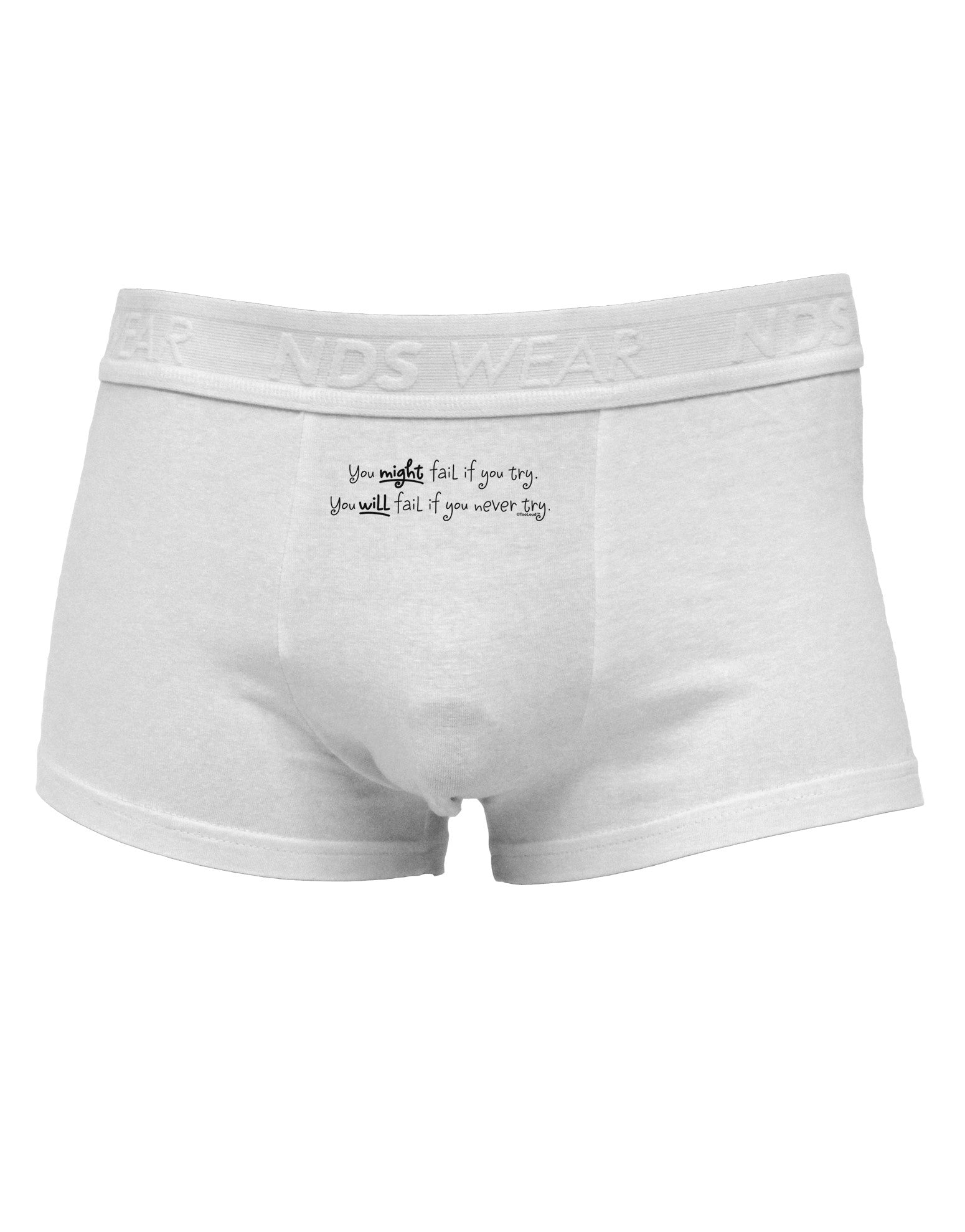 TooLoud You Might Fail - Inspirational WordsMens Cotton Trunk Underwear-Men's Trunk Underwear-NDS Wear-White-Small-Davson Sales