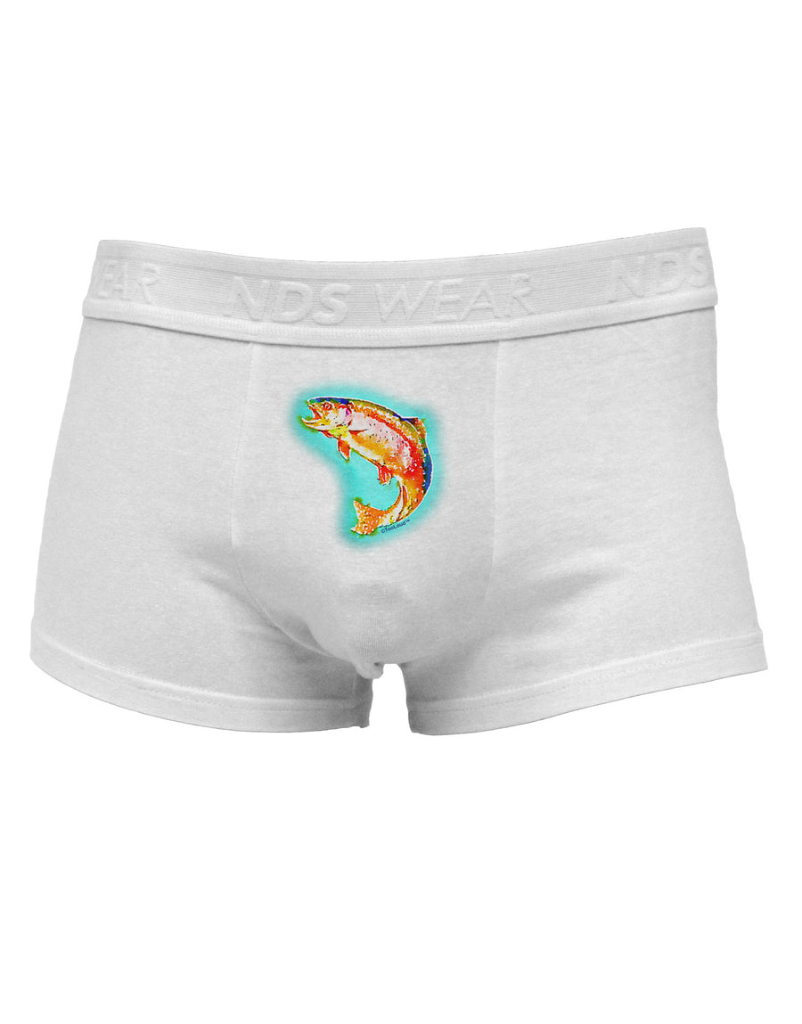 Rainbow Trout WaterColor Mens Cotton Trunk Underwear-Men's Trunk Underwear-NDS Wear-White-Small-Davson Sales