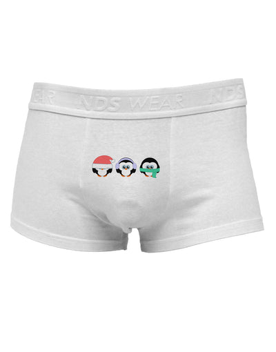 Christmas Penguins See No Evil Hear No Evil Speak No Evil Mens Cotton Trunk Underwear-Men's Trunk Underwear-TooLoud-White-Small-Davson Sales