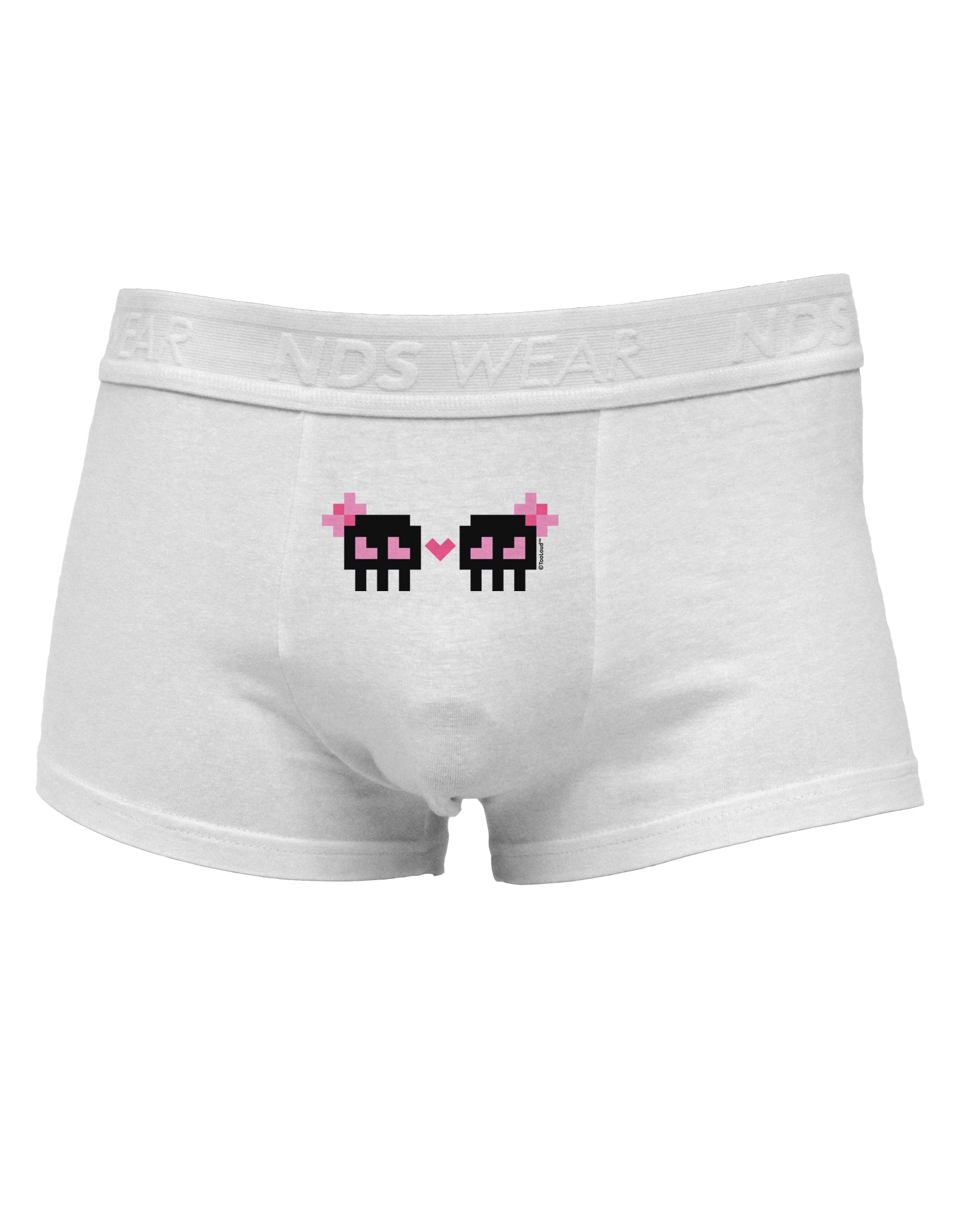 8-Bit Skull Love - Girl and Girl Mens Cotton Trunk Underwear-Men's Trunk Underwear-NDS Wear-White-Small-Davson Sales