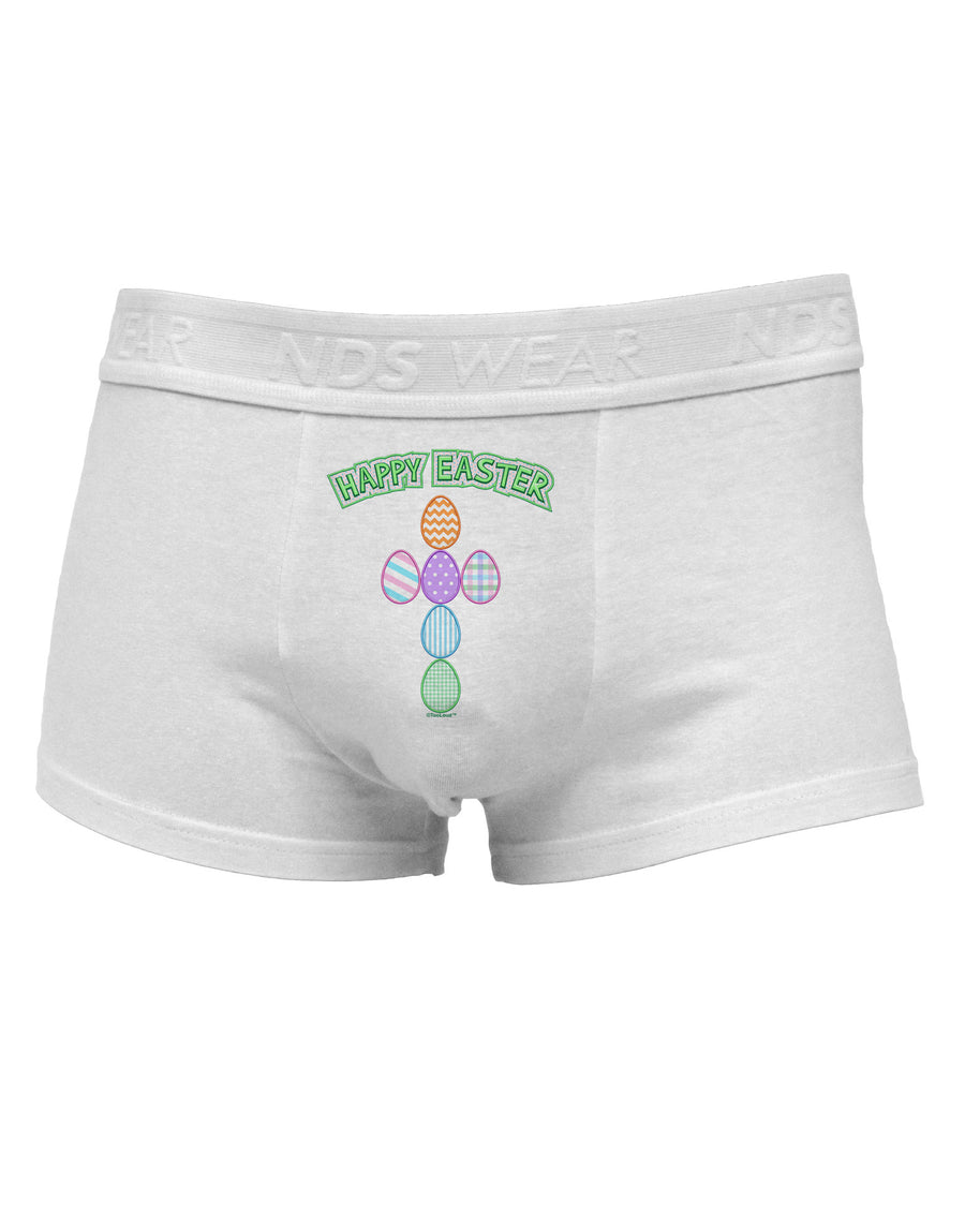 Happy Easter Egg Cross Faux Applique Mens Cotton Trunk Underwear-Men's Trunk Underwear-NDS Wear-White-Small-Davson Sales