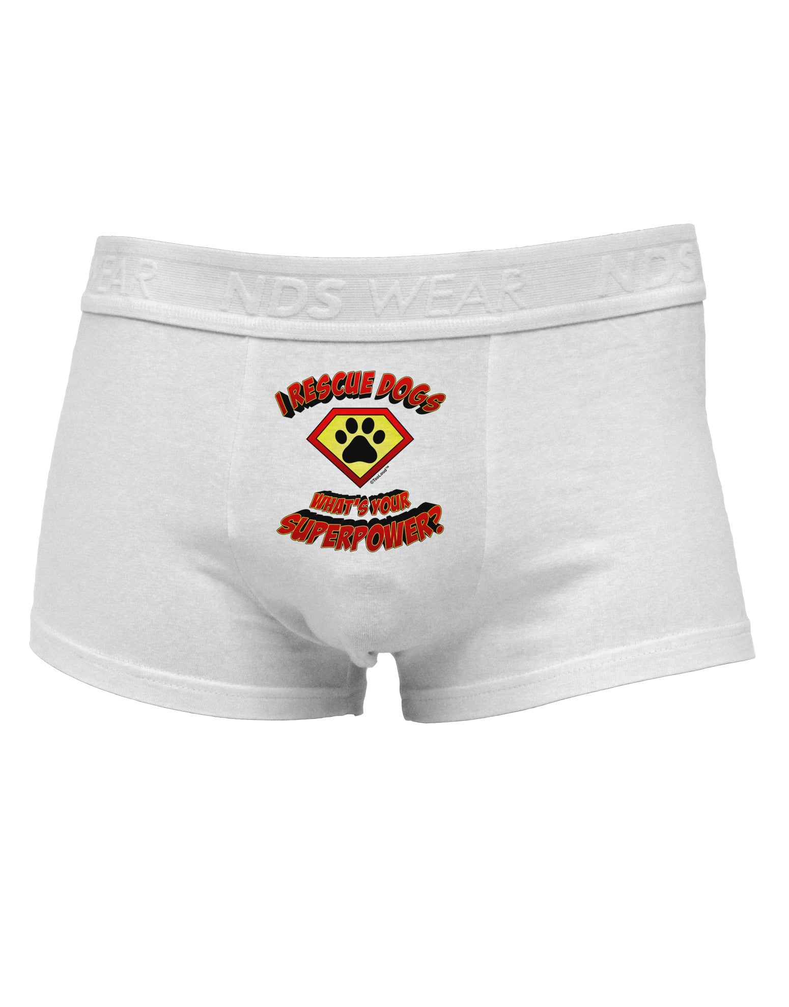 Rescue Dogs - Superpower Mens Cotton Trunk Underwear-Men's Trunk Underwear-NDS Wear-White-Small-Davson Sales