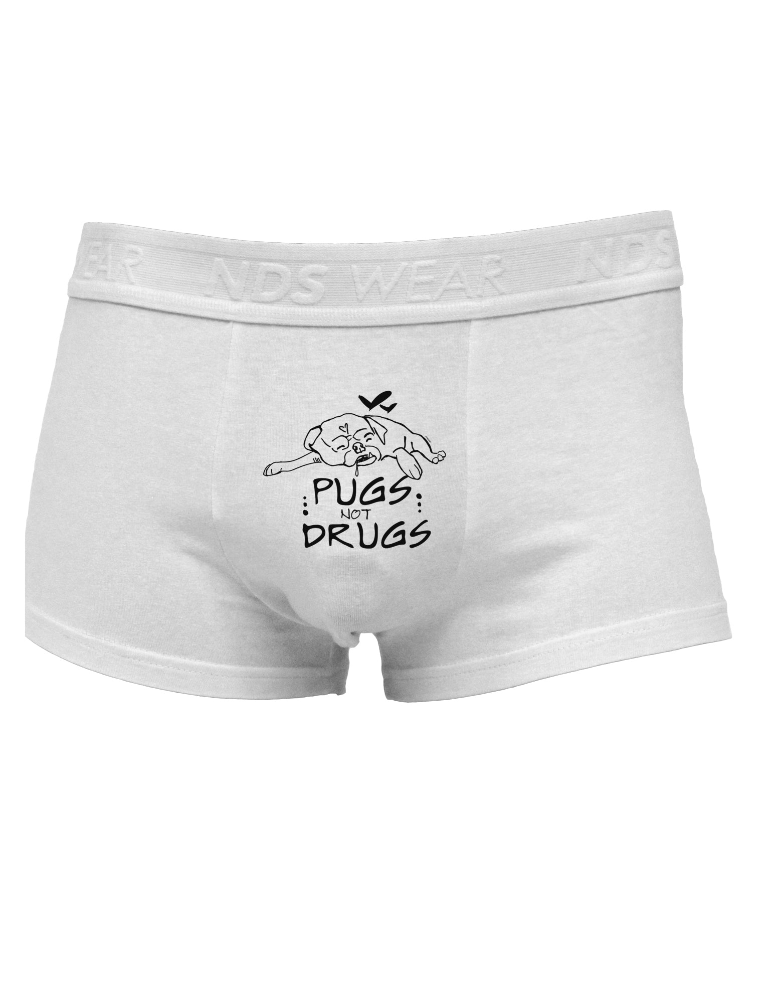 TooLoud Pugs Not Drugs Mens Cotton Trunk Underwear-Men's Trunk Underwear-NDS Wear-White-Small-Davson Sales