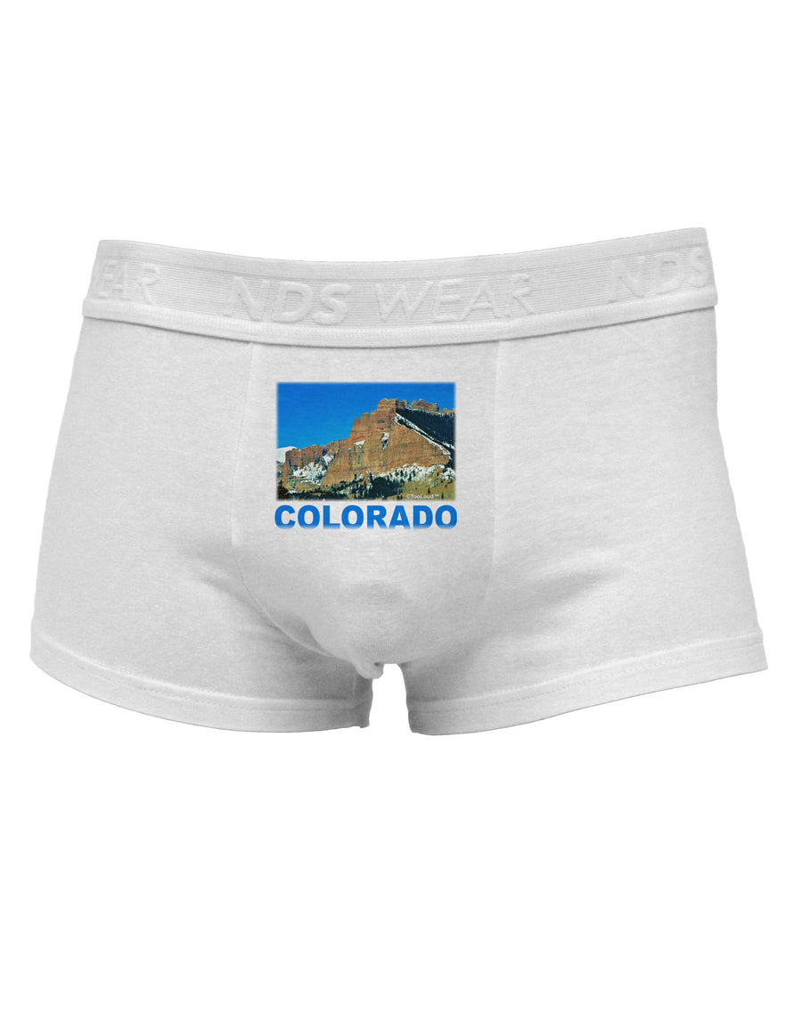 Colorado Snowy Mountains Text Mens Cotton Trunk Underwear-Men's Trunk Underwear-NDS Wear-White-Small-Davson Sales