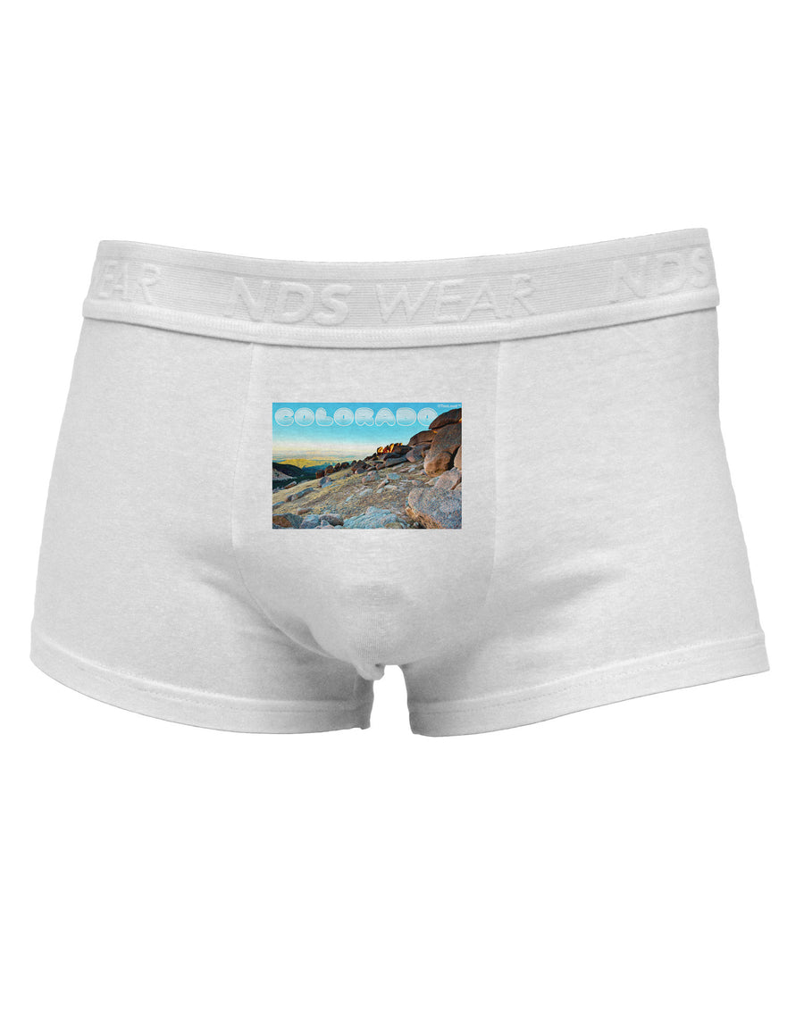 CO Rockies View with Text Mens Cotton Trunk Underwear-Men's Trunk Underwear-NDS Wear-White-Small-Davson Sales