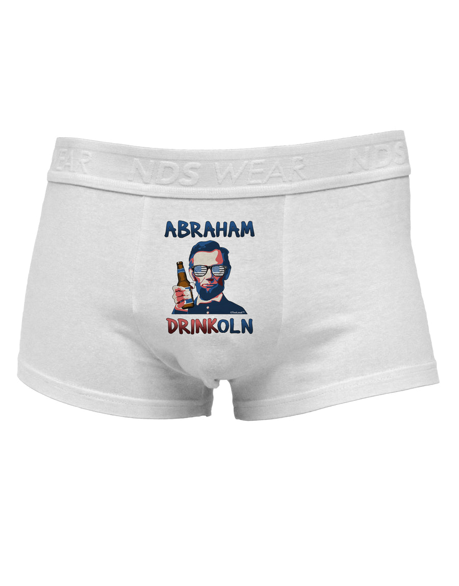 Abraham Drinkoln with Text Mens Cotton Trunk Underwear-Men's Trunk Underwear-NDS Wear-White-Small-Davson Sales
