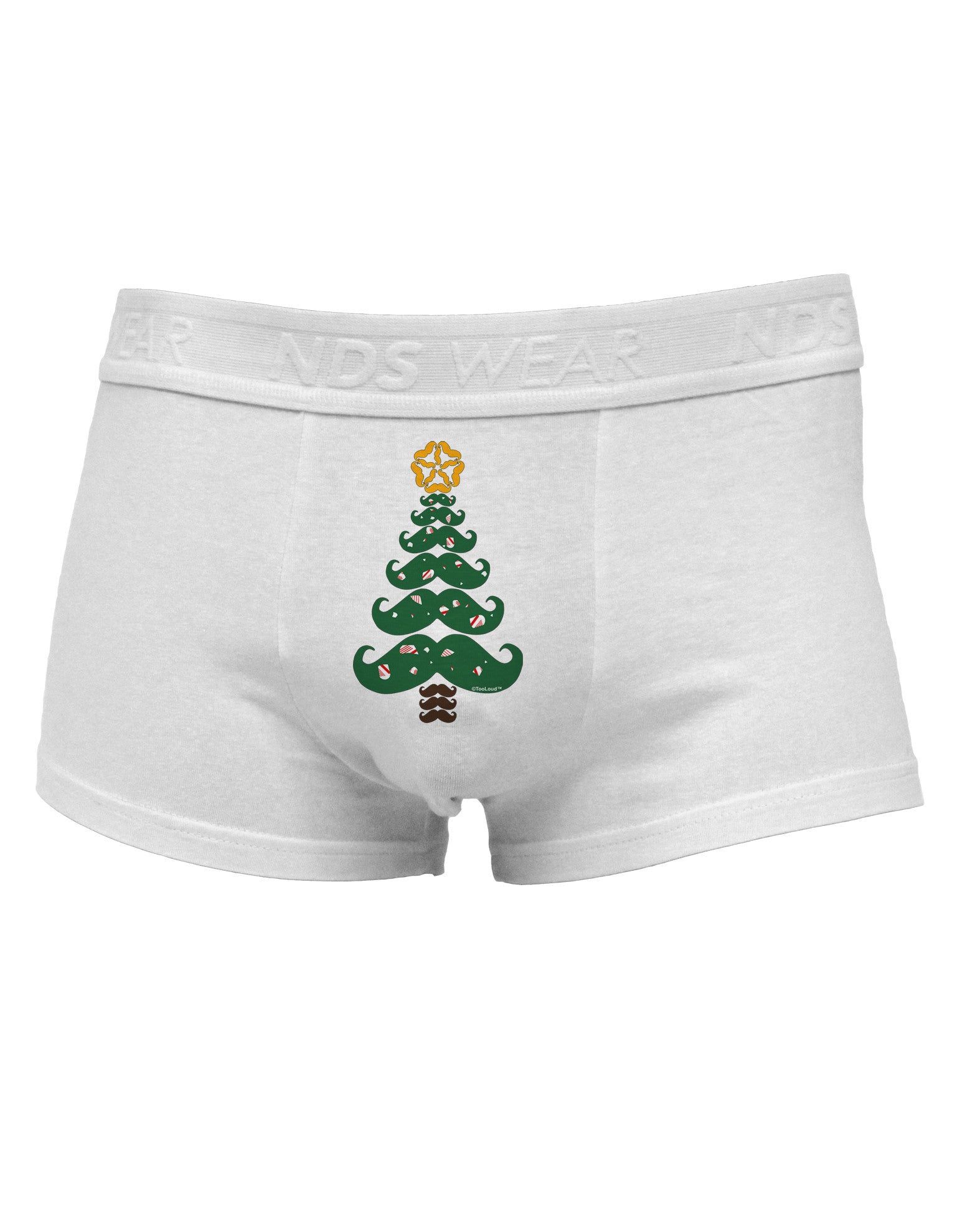 Mustache Christmas TreeMens Cotton Trunk Underwear-Men's Trunk Underwear-TooLoud-White-Small-Davson Sales