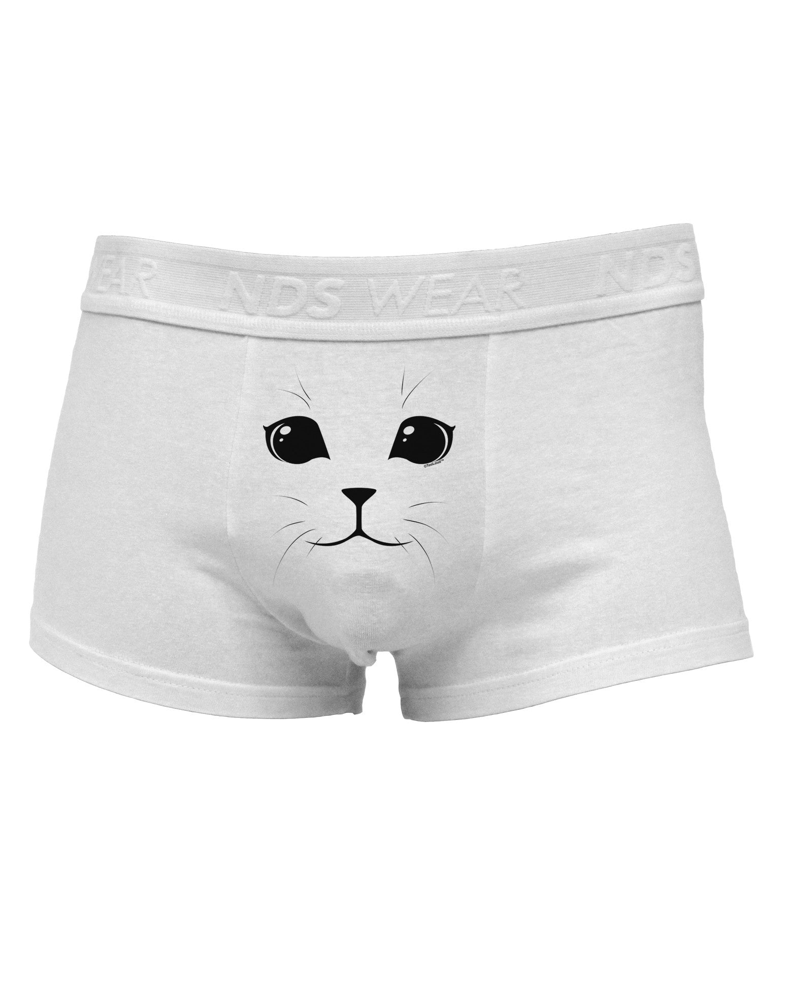Cute Cat Face Mens Cotton Trunk Underwear by NDS Wear-Men's Trunk Underwear-NDS Wear-White-Small-Davson Sales