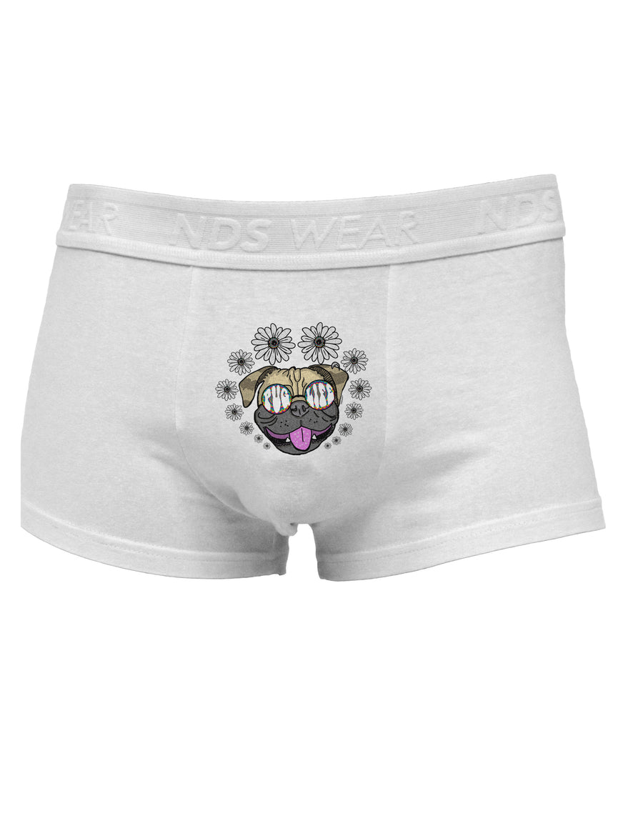 TooLoud Pug Life Hippy Mens Cotton Trunk Underwear-Men's Trunk Underwear-NDS Wear-White-Small-Davson Sales