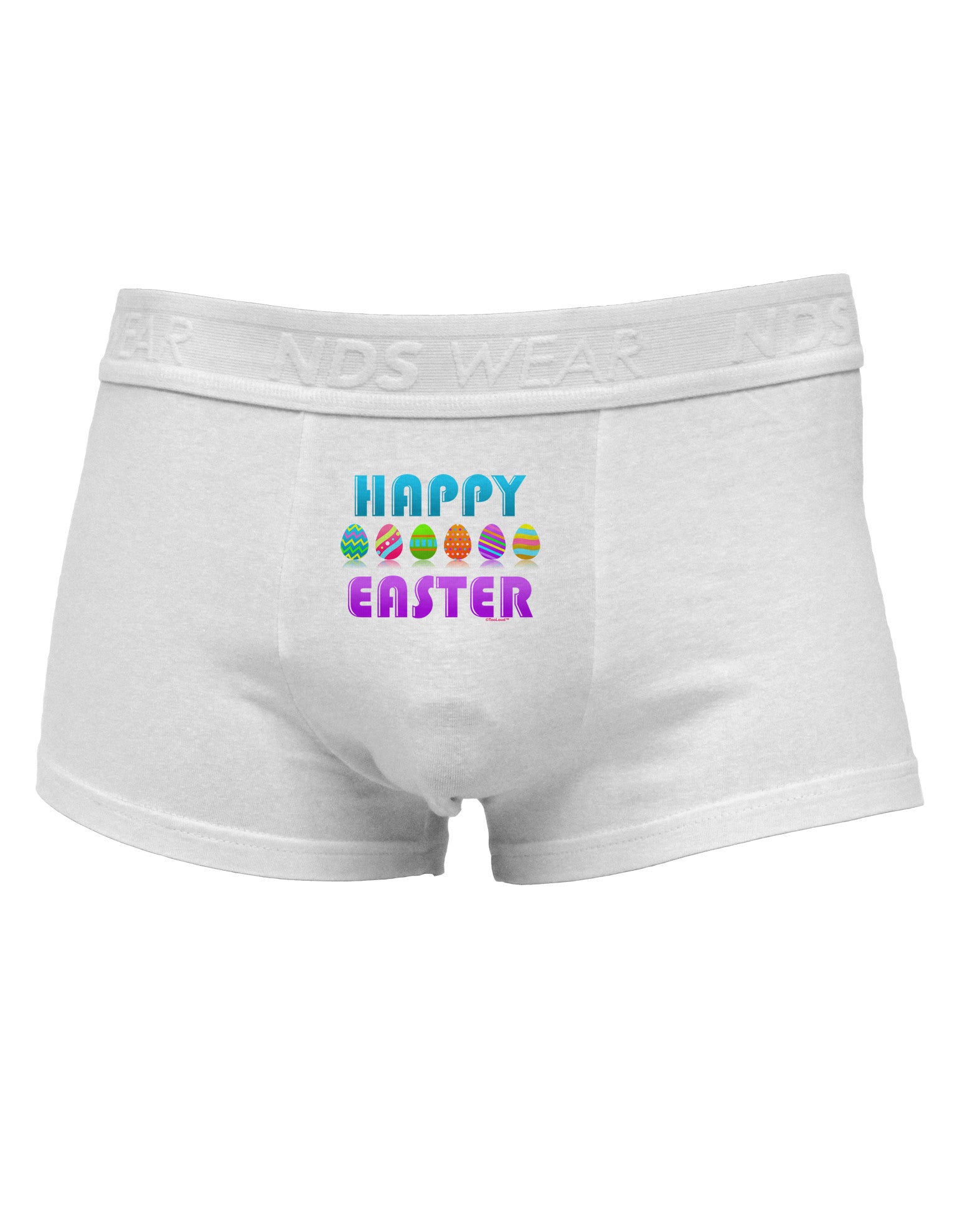 Happy Easter Decorated Eggs Mens Cotton Trunk Underwear-Men's Trunk Underwear-NDS Wear-White-Small-Davson Sales
