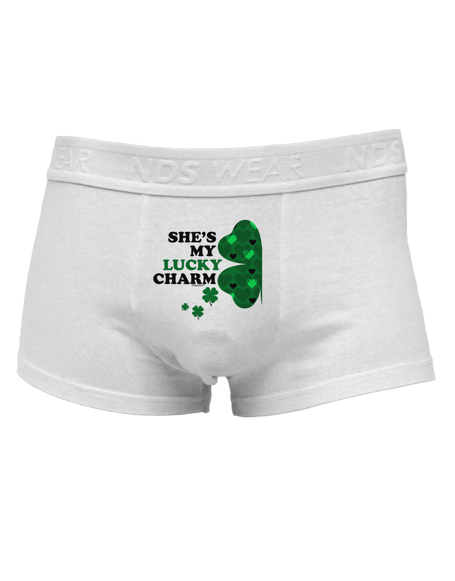 She's My Lucky Charm - Left Mens Cotton Trunk Underwear-Men's Trunk Underwear-NDS Wear-White-Small-Davson Sales