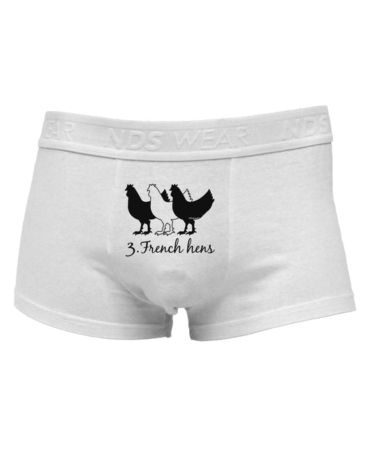Three French Hens Text Mens Cotton Trunk Underwear-Men's Trunk Underwear-NDS Wear-White-Small-Davson Sales