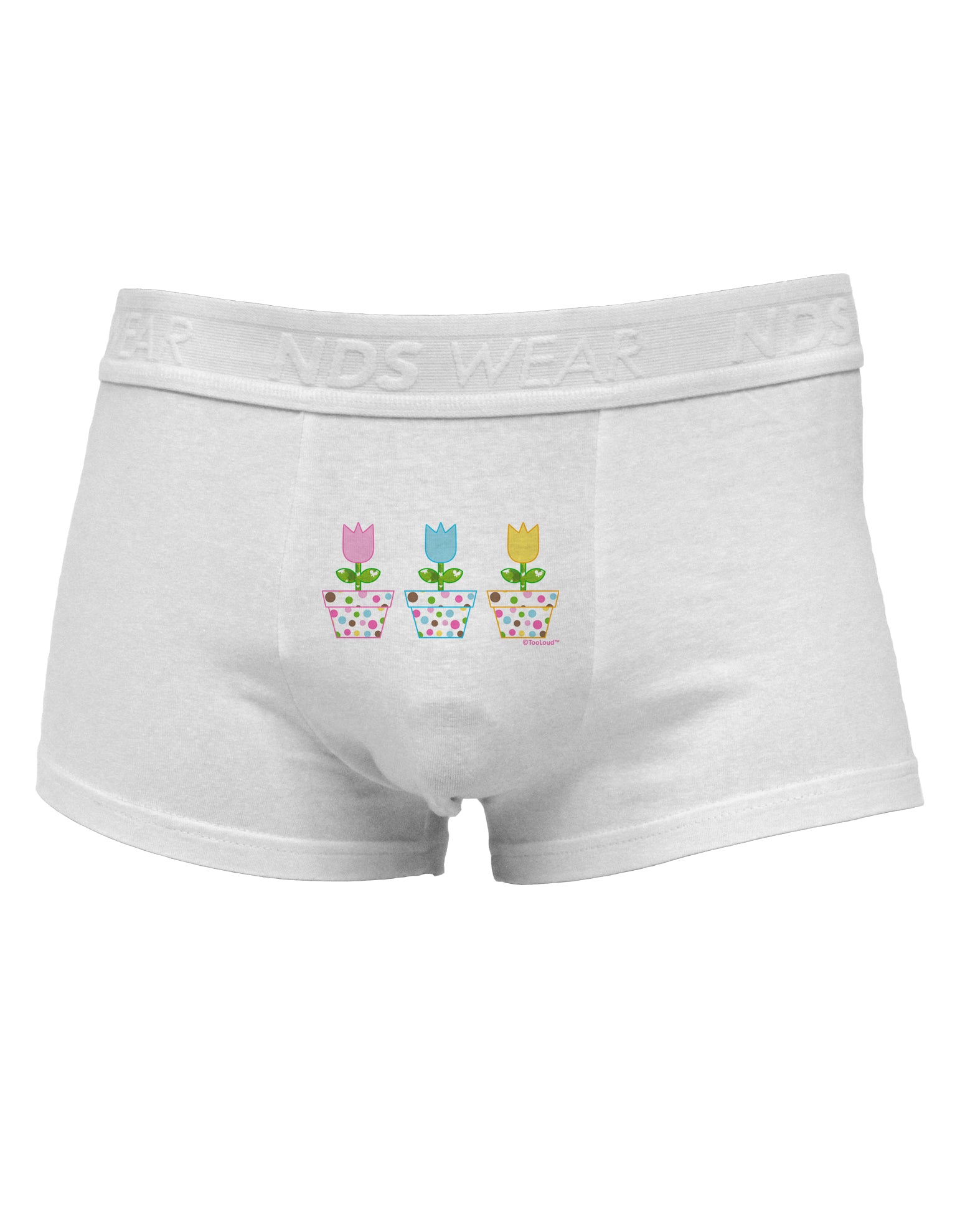 Three Easter Tulips Mens Cotton Trunk Underwear by TooLoud-Men's Trunk Underwear-NDS Wear-White-Small-Davson Sales
