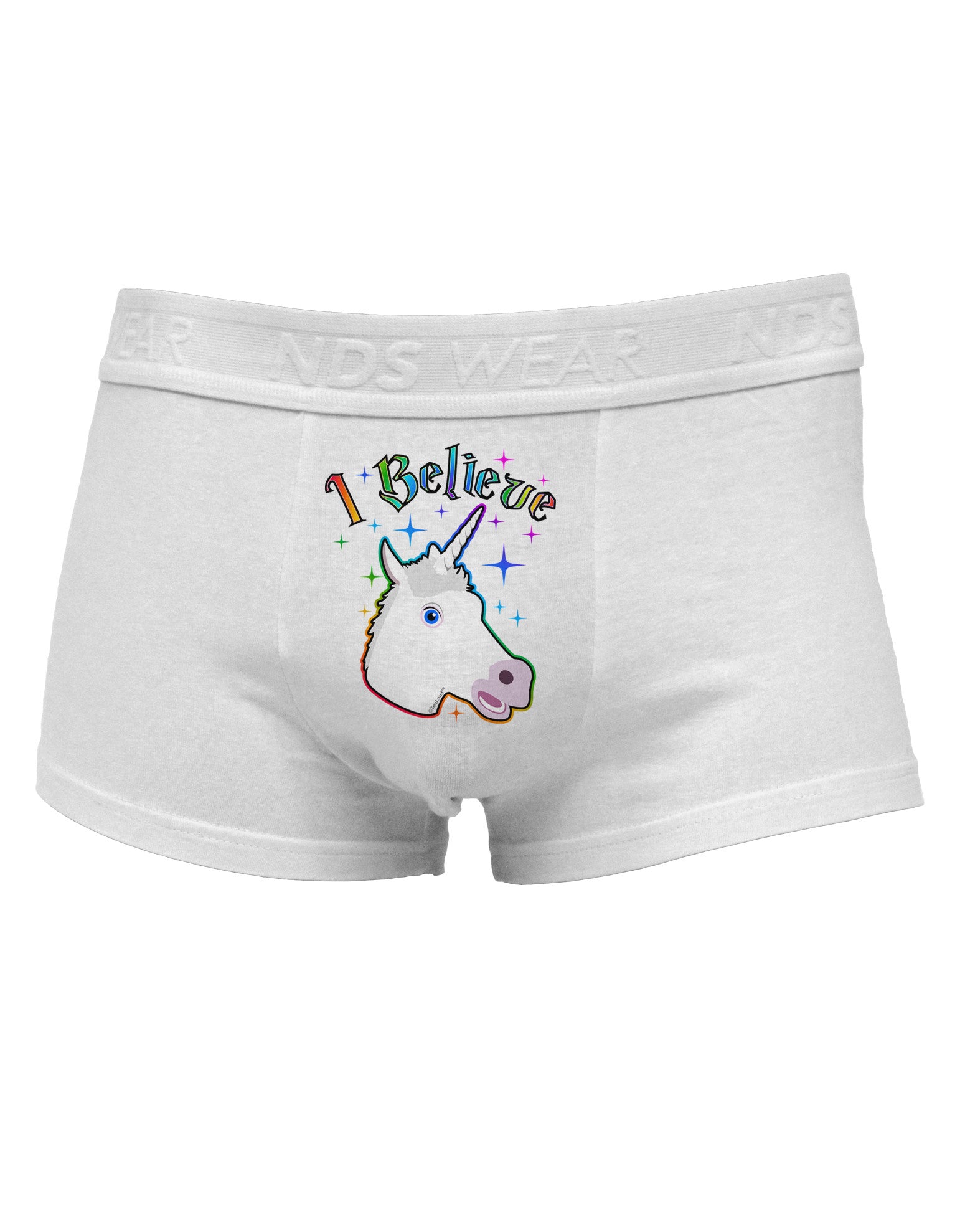 I Believe in Unicorns Mens Cotton Trunk Underwear-Men's Trunk Underwear-NDS Wear-White-Small-Davson Sales