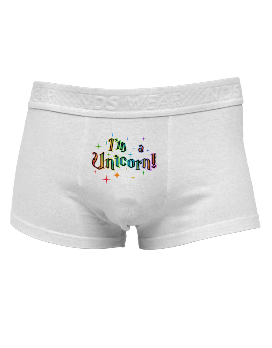 I'm a Unicorn Text Mens Cotton Trunk Underwear-Men's Trunk Underwear-NDS Wear-White-Small-Davson Sales