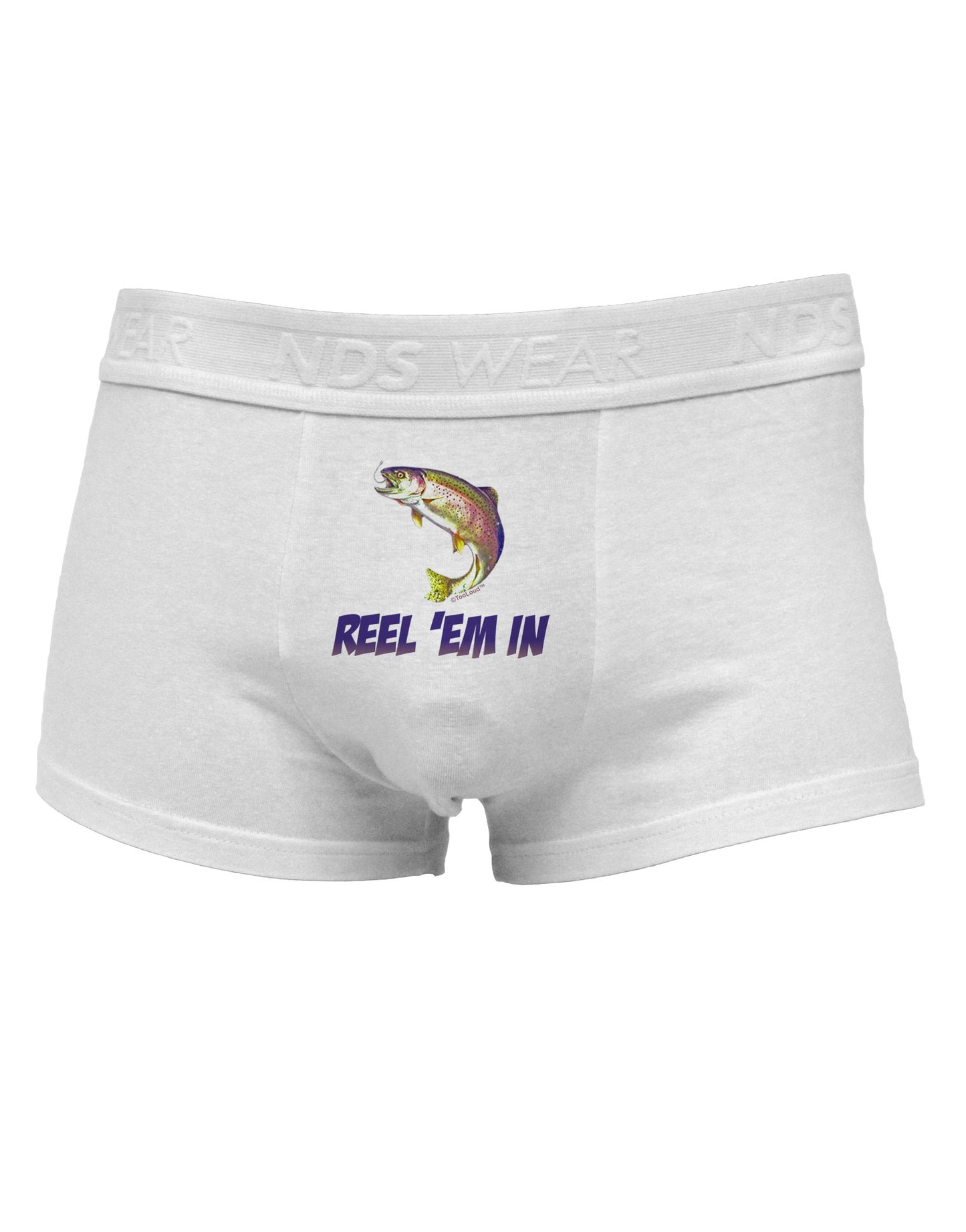 Rainbow Trout Reel Em In Mens Cotton Trunk Underwear-Men's Trunk Underwear-NDS Wear-White-Small-Davson Sales