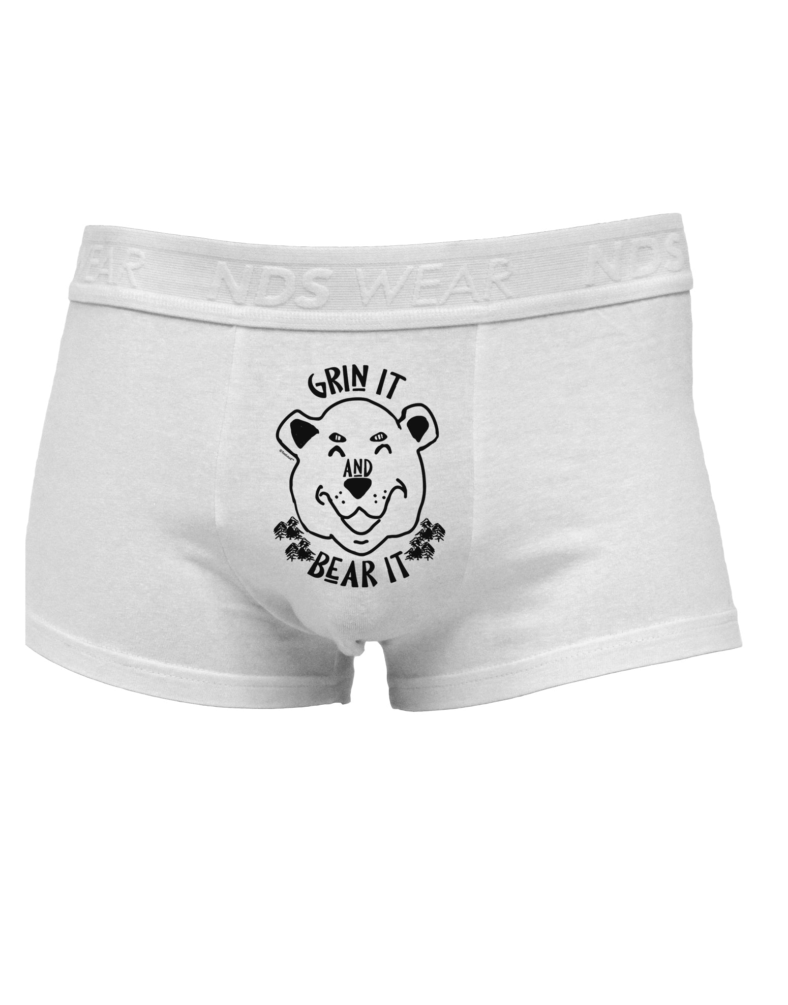 Grin and bear it Mens Cotton Trunk Underwear-Men's Trunk Underwear-NDS Wear-White-Small-Davson Sales
