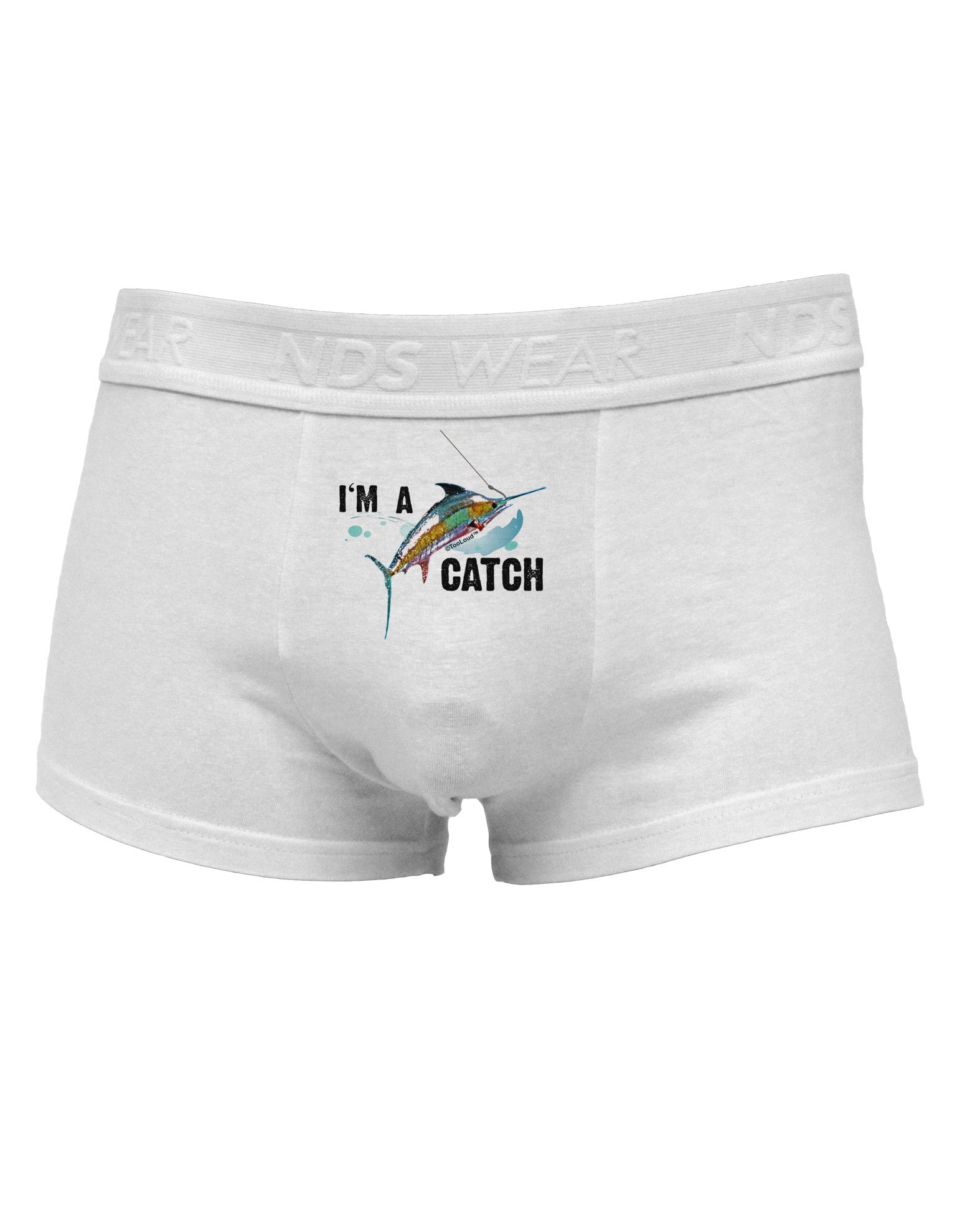I'm A Catch Swordfish Mens Cotton Trunk Underwear-Men's Trunk Underwear-NDS Wear-White-Small-Davson Sales