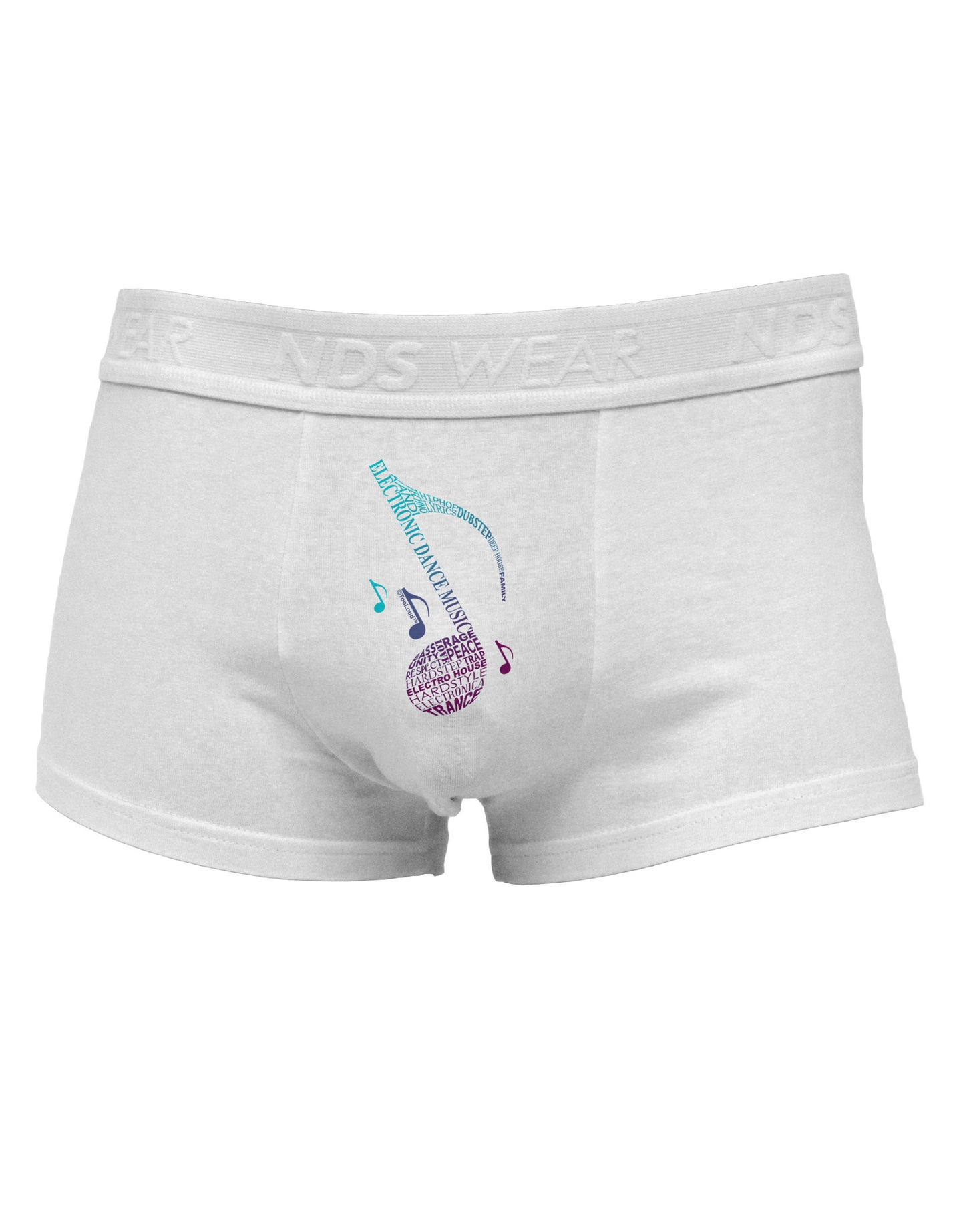 Music Note Typography Mens Cotton Trunk Underwear-Men's Trunk Underwear-NDS Wear-White-Small-Davson Sales