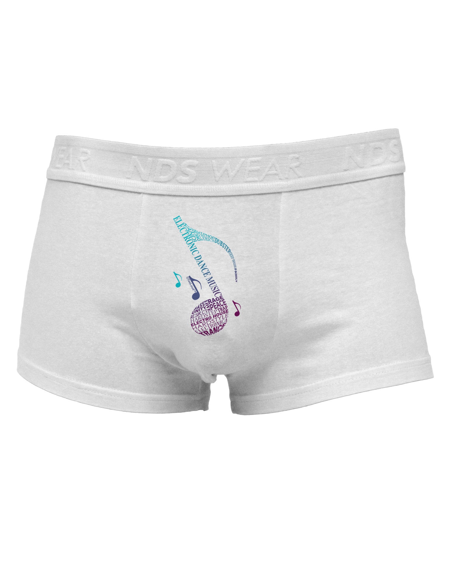 Music Note Typography Mens Cotton Trunk Underwear-Men's Trunk Underwear-NDS Wear-White-Small-Davson Sales