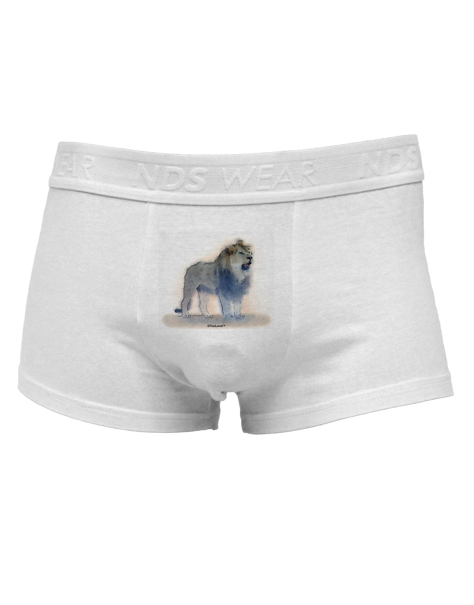 Lion Watercolor B Mens Cotton Trunk Underwear-Men's Trunk Underwear-NDS Wear-White-Small-Davson Sales