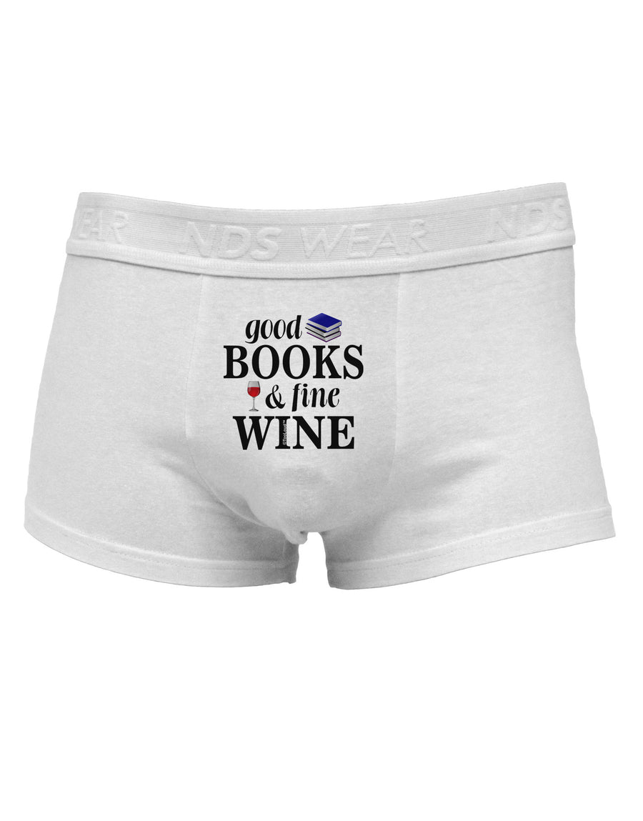 Good Books and Fine Wine Mens Cotton Trunk Underwear-Men's Trunk Underwear-NDS Wear-White-Small-Davson Sales