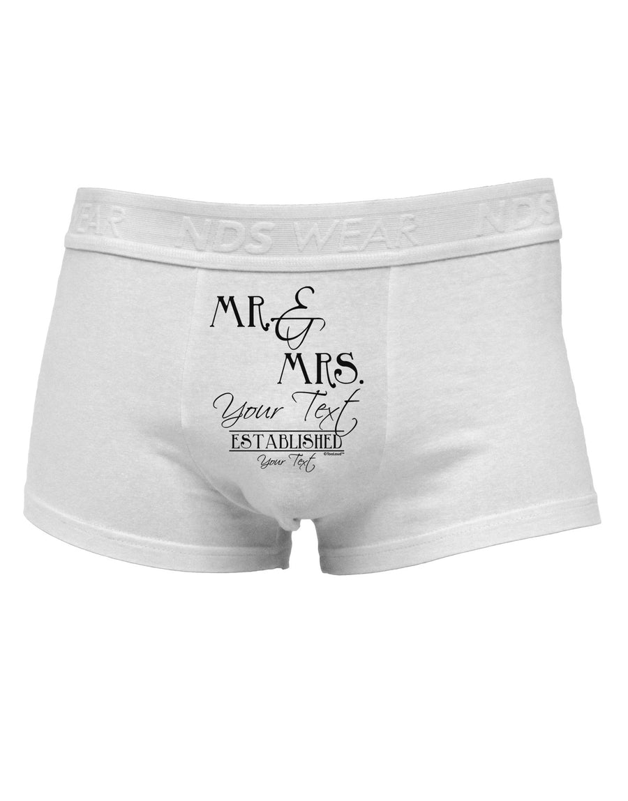 Personalized Mr and Mrs -Name- Established -Date- Design Mens Cotton Trunk Underwear-Men's Trunk Underwear-NDS Wear-White-Small-Davson Sales