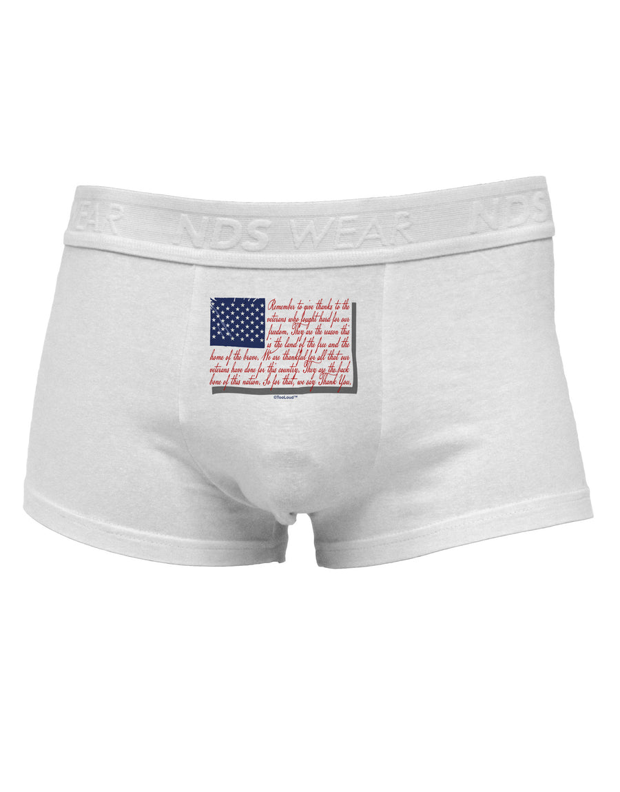 Veterans Scripted Flag Mens Cotton Trunk Underwear-Men's Trunk Underwear-NDS Wear-White-Small-Davson Sales