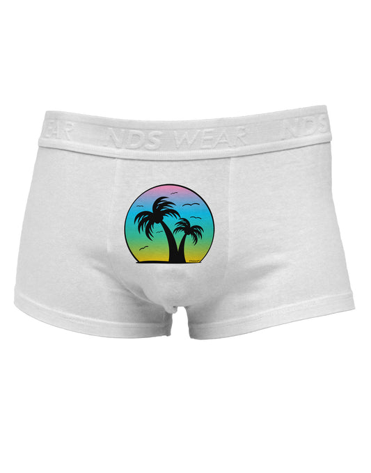 Palm Trees Silhouette - Beach Sunset Design Mens Cotton Trunk Underwear-Men's Trunk Underwear-NDS Wear-White-Small-Davson Sales